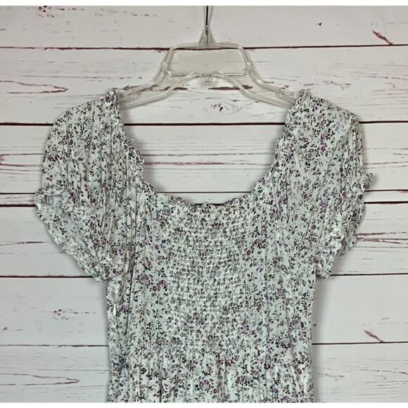 J.Crew Women's 6 White Purple Floral Short Sleeve Spring Summer Pockets Dress - Picture 10 of 10